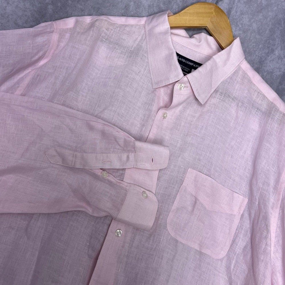 Island Company Linen Button Down Mens‎ XL Pink Excellent Long Sleeve Tropical